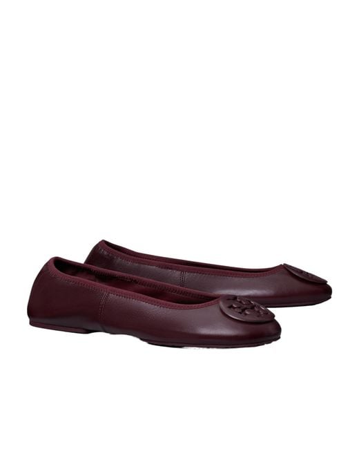 Tory Burch Brown Logo Medallion Ballet Flats