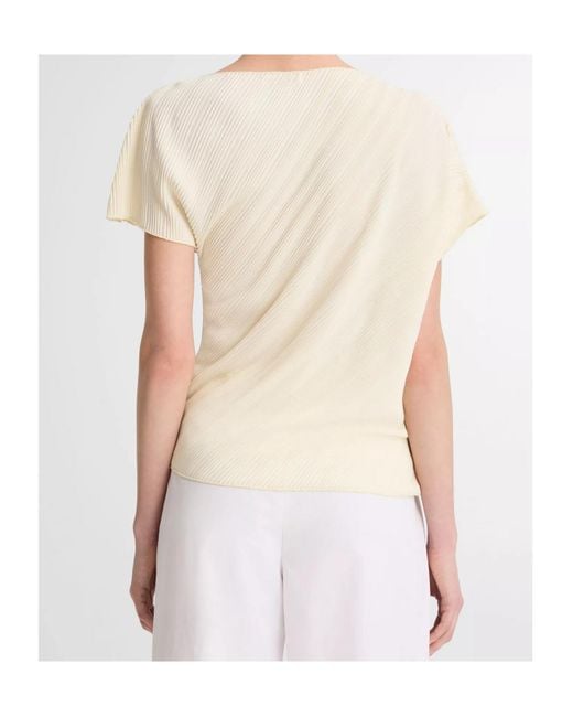 Vince White Diagonal Pleated Top