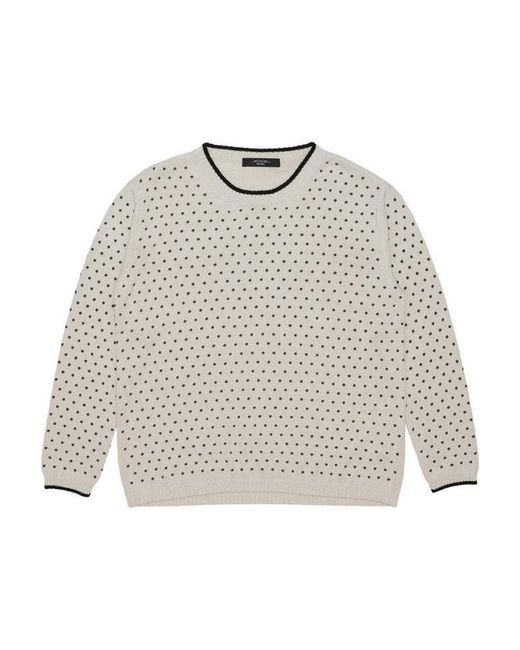 Weekend by Maxmara White Polka Dot Printed Pullover