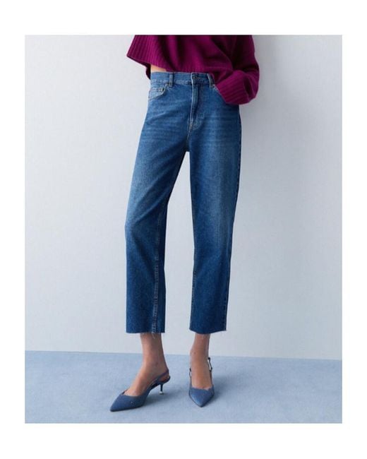 Liu Jo Blue Logo Patch Straight-Leg Jeans