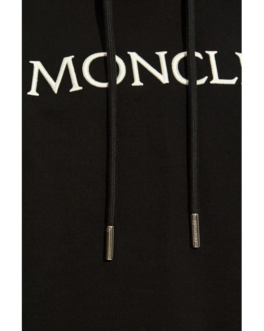 Moncler Black Logo Embroidered Drawstring Hoodie