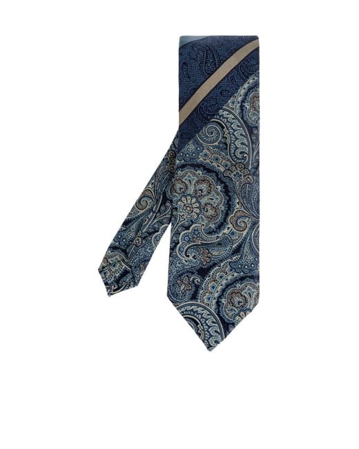 Etro Blue Patchwork Jacquard Tie for men