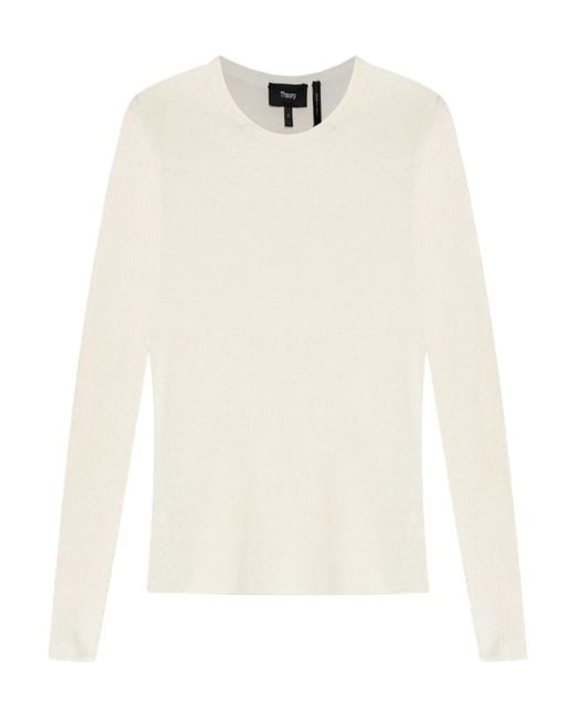 Theory White Long Sleeve Top