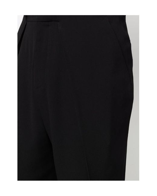 Balmain Black Side Folded Crepe Cropped Trousers for men