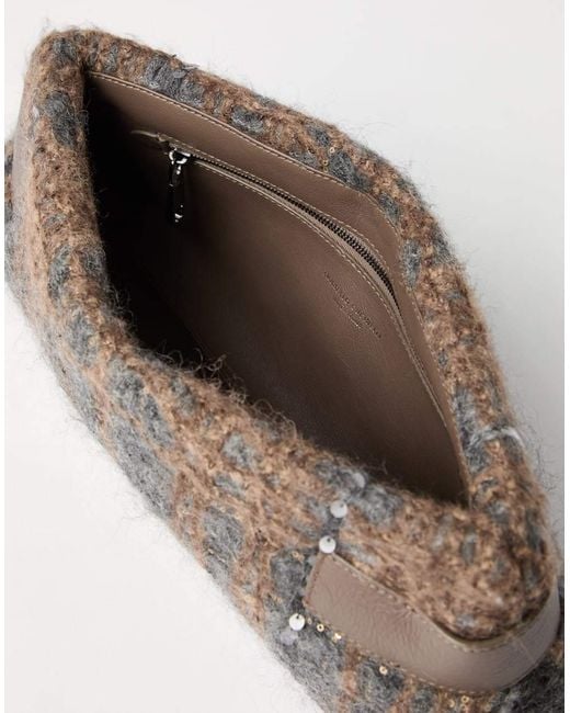 Brunello Cucinelli Gray Essence Sequin-Embellished Clutch Bag
