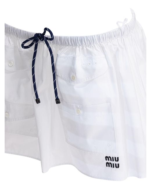 Miu Miu White Cotton Short Skirt