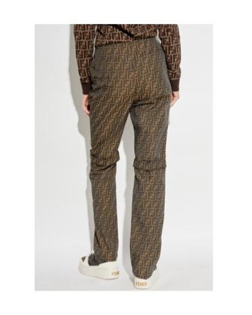 Fendi Gray Ff Motif Straight-Leg Trousers