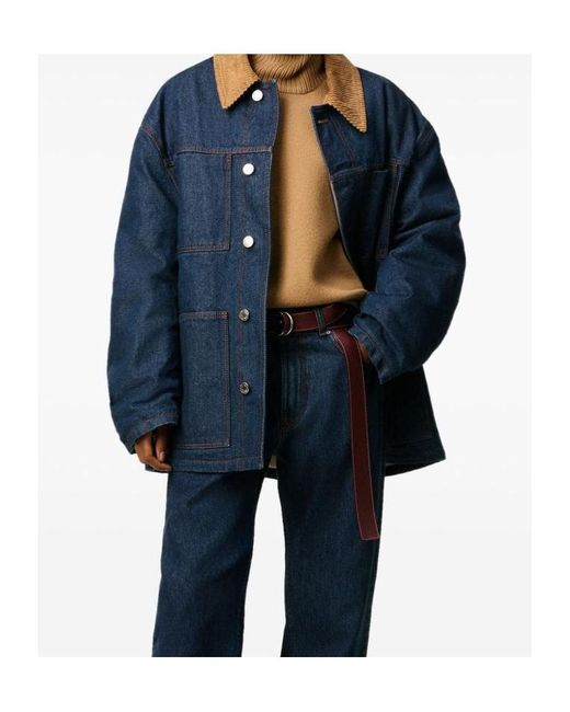 AMI Blue Padded Denim Worker Jacket for men