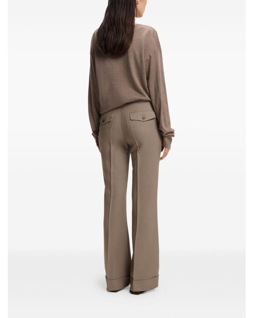 Boss Brown Gabardine Flared Trousers