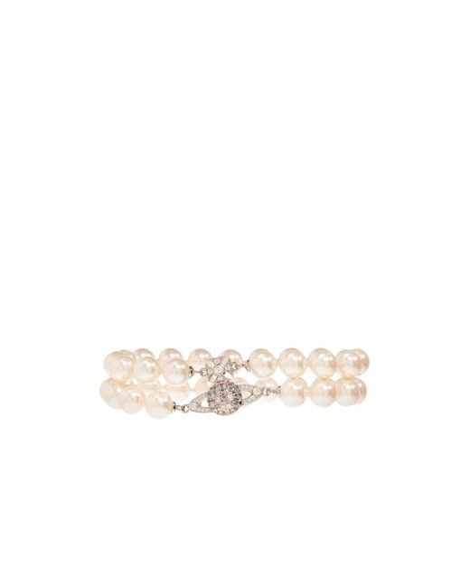Vivienne Westwood White Double Row Pearl Bracelet