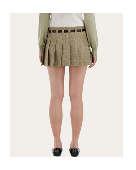 Ferragamo Natural Mini Skirt With Gancini Belt