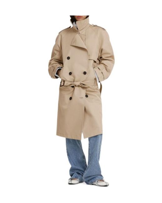 The Attico Natural Cotton Gabardine Belted Trench Coat