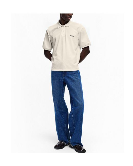Miu Miu White Off- Short-Sleeve Polo Shirt for men
