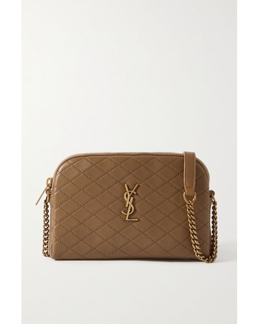 Saint Laurent White Gaby Quilted Chain Pouch