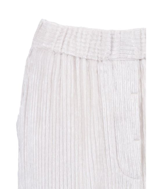 Peserico White Ribbed-Velvet Straight Leg Trousers