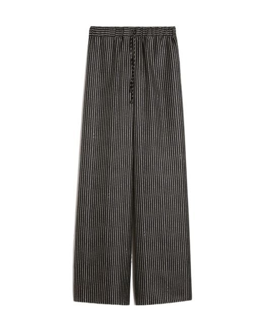 Max Mara Gray Clarino Striped Drawstring Trousers