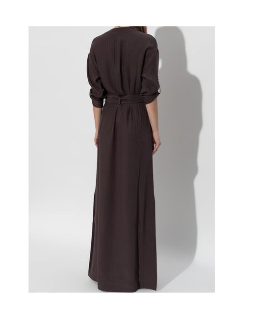 Tom Ford Purple Striped Whitney Fluid Long Shirt Dress