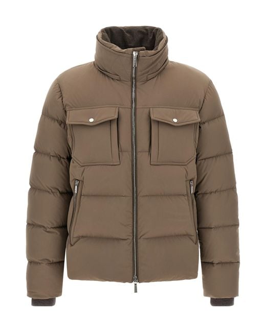 Moorer Brown Alarick Hooded Down Jacket for men