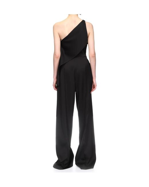 David Koma Black Crystal Claw Embr Detail Draped Jumpsuit