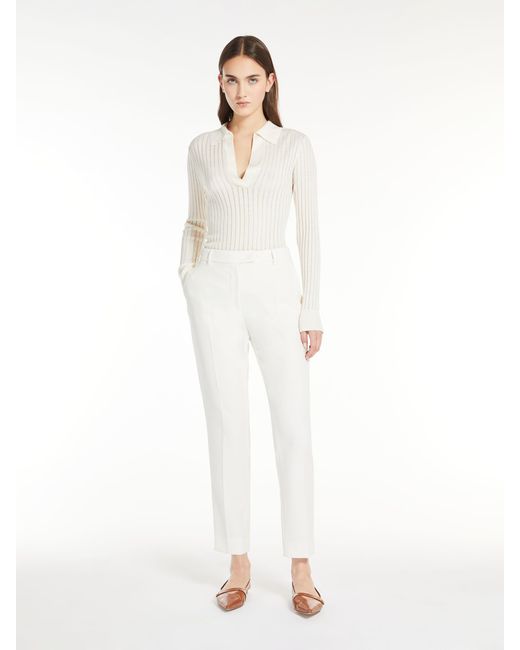 Max Mara White Studio High Waist Straight Leg Pants