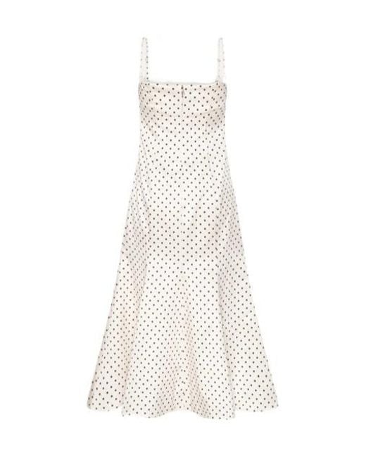 ROTATE BIRGER CHRISTENSEN White Polka-Dot Midi Dress