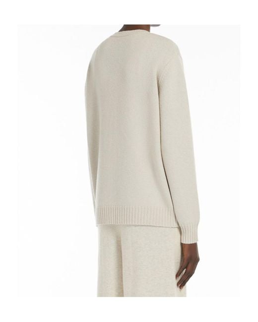 Max Mara White Crewneck Long-Sleeved Jumper