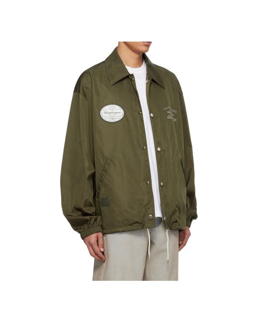 Wooyoungmi Green Taffeta Long-Sleeved Casual Jacket for men
