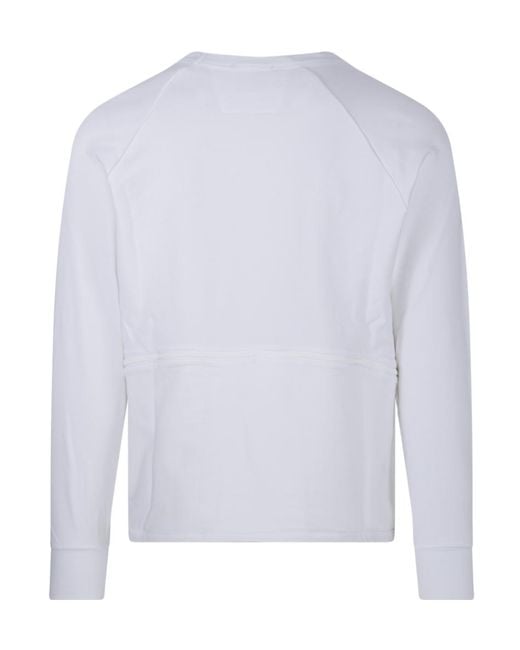 C P Company White Logo Patch Crewneck Sweatshirt for men