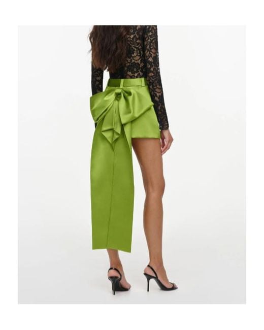 Self-Portrait Green Bow-Detail Mini Skirt