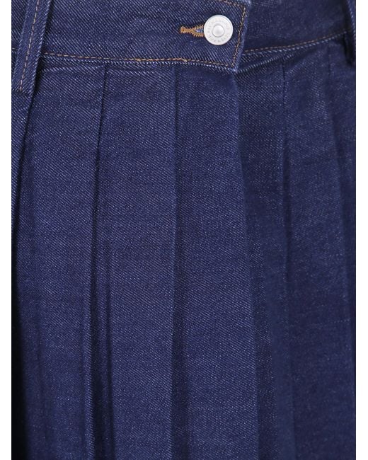 7 For All Mankind Blue Pleated Skirt