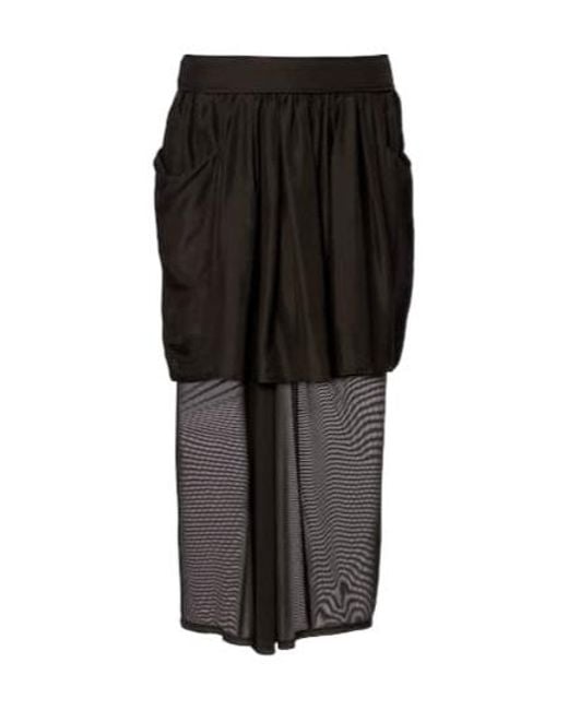 Lemaire Black Draped Semi-Sheer Silk Midi Skirt