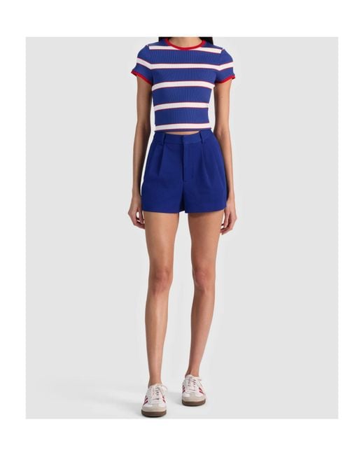 Alice + Olivia Blue Conry Pleated Short