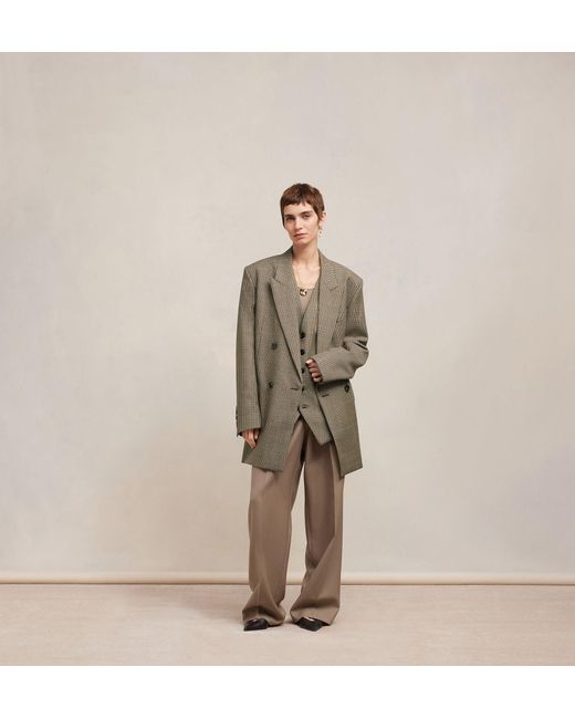 AMI Green Houndstooth Double Breasted Blazer