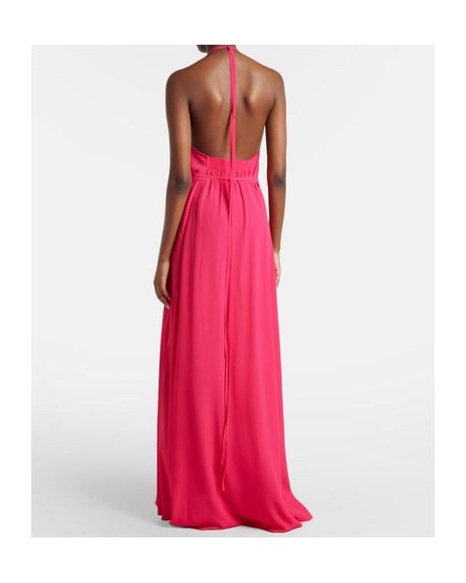 Joseph Red Zuzi Halterneck Crêpe Maxi Dress