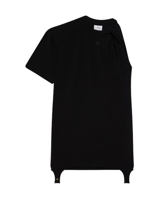 Courreges Black Twist-Detail Short-Sleeve Minidress