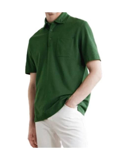 Zegna Green Short-Sleeve Chest-Pocket Polo Shirt for men