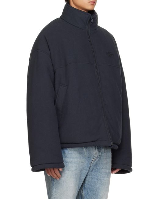Balenciaga Blue Bb Paris Icon Reversible Puffer Jacket for men