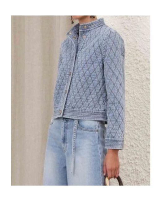 Zimmermann Blue Indra Quilted Denim Jacket