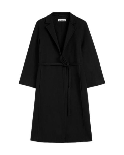 Jil Sander Black 84 Db Belted Wrap Coat