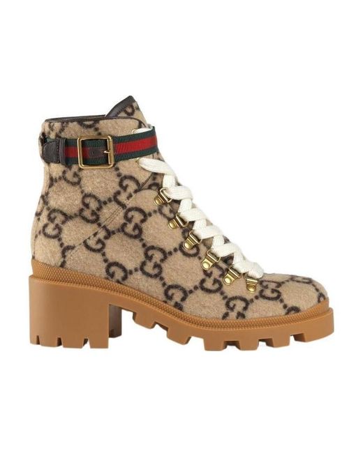 Gucci Brown Gg Wool Ankle Boot