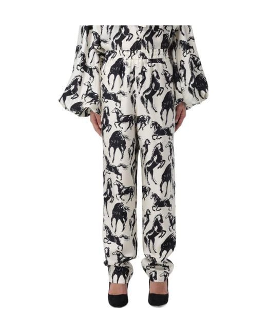 Balmain Black Horse Printed Twill Trousers
