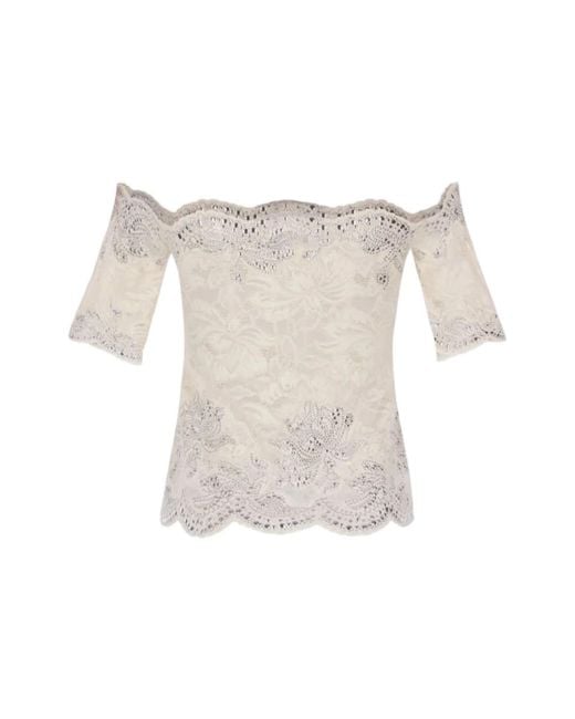 Rabanne White Rabanne Lace Off-Shoulder Top