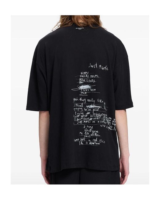 Ann Demeulemeester Black Slogan-Print Cotton T-Shirt for men