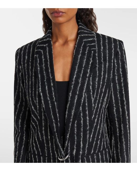 Mugler Black Fine Striped Long-Sleeve Coat