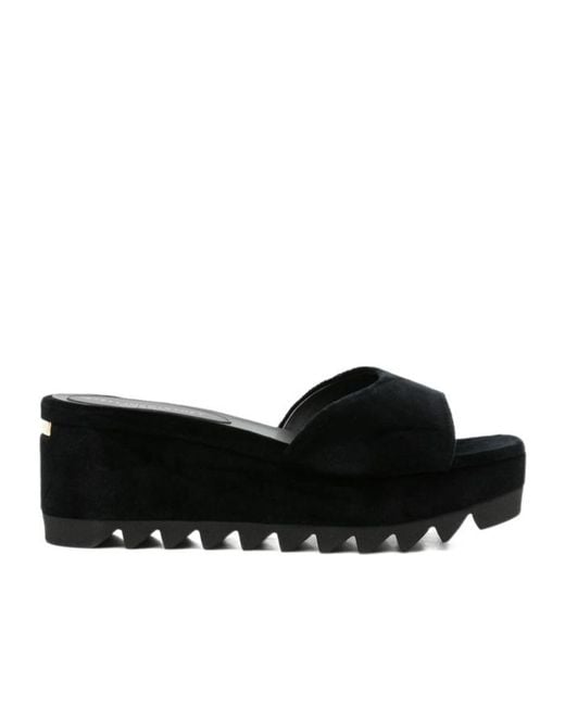 Stella McCartney Black Square-Toe Wedge Sandals