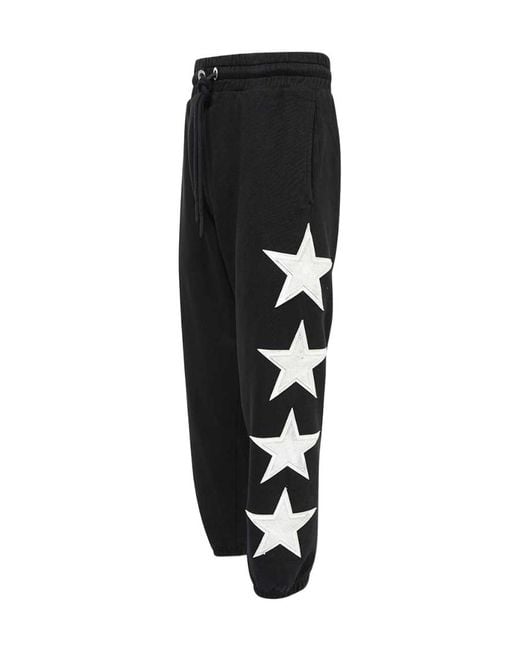 Palm Angels Black Star-Patch Drawstring Track Pants for men