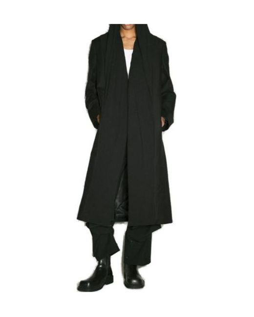 Y. Project Black Draped Detail Hooded Coat for men