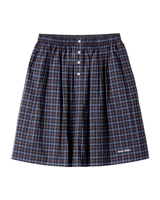 Miu Miu Blue Plaid Skirt