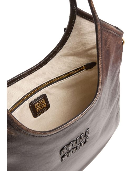 Miu Miu Black Aged Nappa Leather Ivy Bag