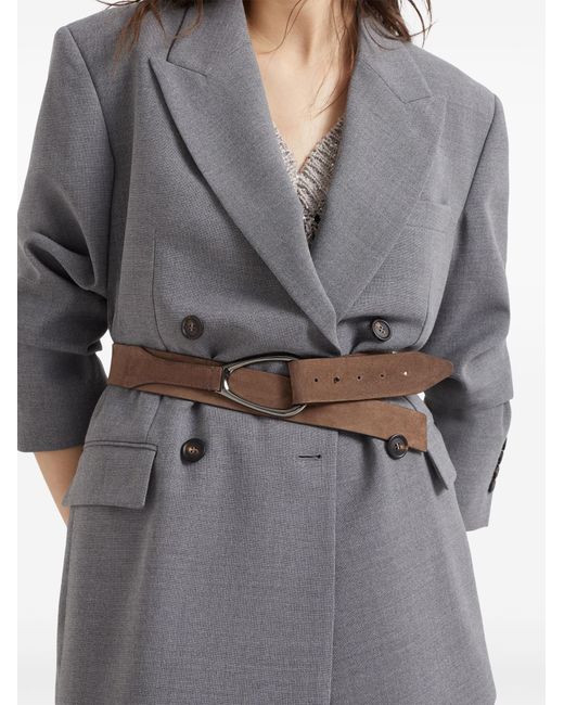 Brunello Cucinelli Brown Logo-buckle Suede Belt